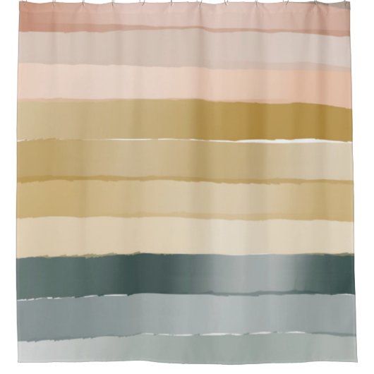 Boho Pastel Gestreepte Gradiënt Minimalistische Wa Douchegordijn (Voorkant)