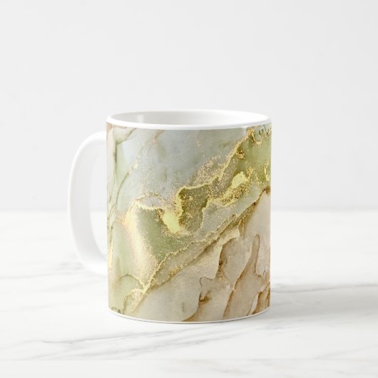 Boho Pastel Groen Beige Goud Koffiemok (Voorkant links)