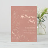 Boho pastel Halloween witchy halloween uitnodiging (Staand voorkant)