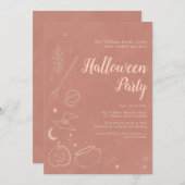 Boho pastel Halloween witchy halloween uitnodiging (Voorkant / Achterkant)