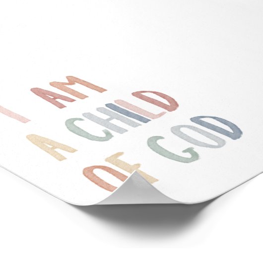 Boho pastel Ik ben een kind van God print (Hoek)