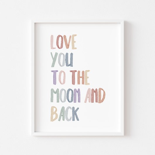 Boho pastel liefde voor de maan en terug print
