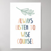 Boho pastel luister altijd naar verstandig poster (Voorkant)
