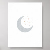 Boho pastel maan en sterren blauwe print (Voorkant)