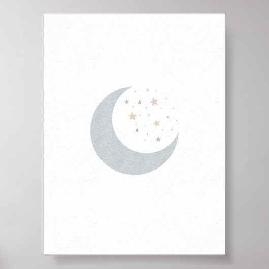 Boho pastel maan en sterren blauwe print (Voorkant)