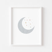 Boho pastel maan en sterren blauwe print
