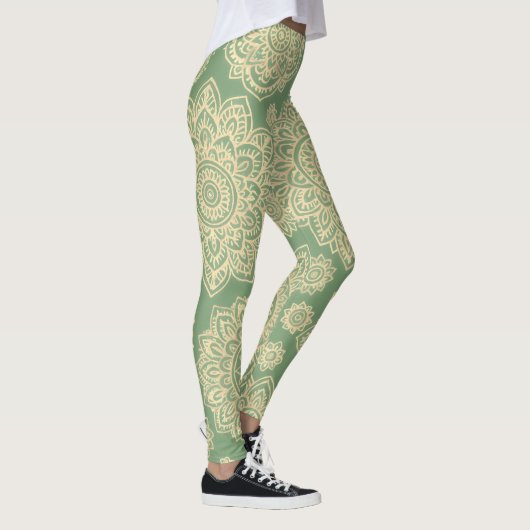 Boho Pastel Mandala Sage Green Leggings (Rechts)