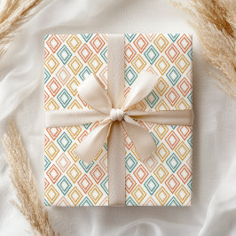 Boho Pastel Meisjesachtig Retro Geometrisch Roze G Cadeaupapier