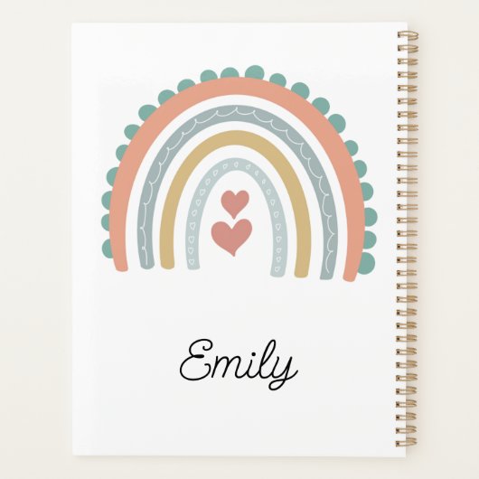 Boho Pastel Modern Elegant Rainbow personaliseren Planner (Achterkant)