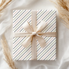 Boho Pastel Modern Roze Groen Grijs Strepen Cadeaupapier