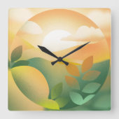 Boho Pastel Natuur Schildering Landschap Klok (Voorkant)