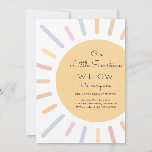 Boho Pastel Ons Kleine Zonneschijn Verjaardagsfees Kaart (Voorkant)