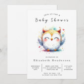 Boho Pastel Owl Baby shower Kaart (Voorkant / Achterkant)