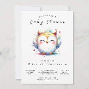 Boho Pastel Owl Baby shower Kaart