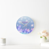 Boho Pastel Paars Pink Feathers Aangepast Ronde Klok (Huis)