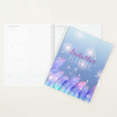 Boho Pastel Paars Pink Feathers Sparkles Planner (Display)