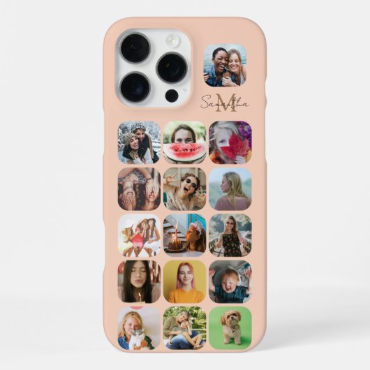 Boho Pastel Peace 16 Fotocollage & Monogram iPhone Hoesje (Achterkant)