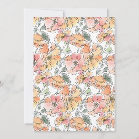 Boho Pastel Peach Waterverf Floral Baby shower Kaart (Achterkant)