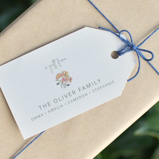 Boho Pastel Peach Waterverf Floral Name from Cadeaulabel