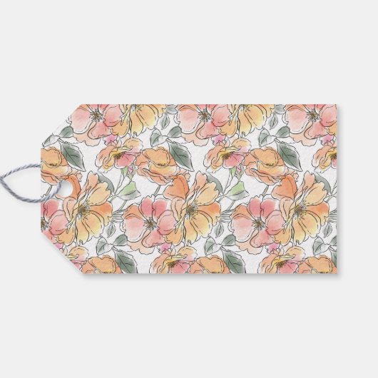 Boho Pastel Peach Waterverf Floral Name from Cadeaulabel (Achterkant Horizontaal)