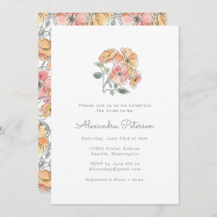 Boho Pastel Peach Waterverf Floral Vrijgezellenfee Kaart