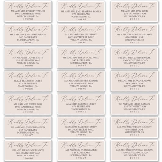 Boho Pastel Peach Wedding Guest Adresetiketten Sticker (Voorkant)
