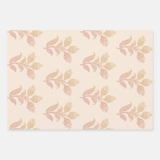 Boho Pastel Perzik Bloemenbruiloft Inpakpapier Vel (Voorkant 2)