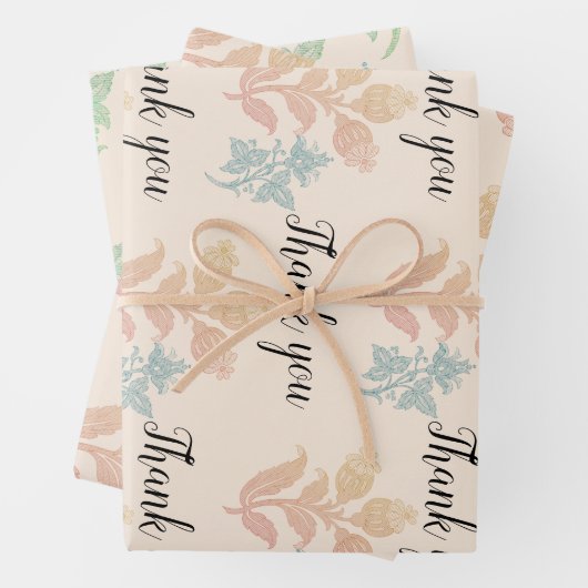 Boho Pastel Perzik Bloemenbruiloft Inpakpapier Vel (In situ)