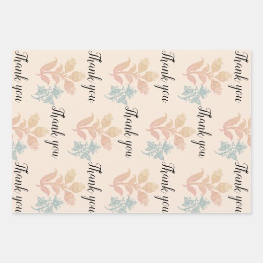 Boho Pastel Perzik Bloemenbruiloft Inpakpapier Vel (Voorkant)