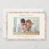Boho  Pastel Pink Blue Floral Paasfoto Feestdagenkaart (Voorkant)