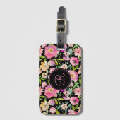 Boho Pastel Pink Floral Waterverf Botanisch Bagagelabel (Voorkant (verticaal))