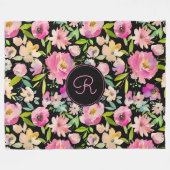 Boho Pastel Pink Green Floral Waterverf Botanisch Fleece Deken (Voorkant (Horizontaal))