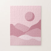 Boho Pastel Pink Landscape Mountains & Moon Sun Legpuzzel (Verticaal)