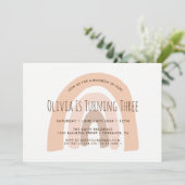 Boho Pastel Rainbow 3rd Verjaardag Uitnodiging (Staand voorkant)