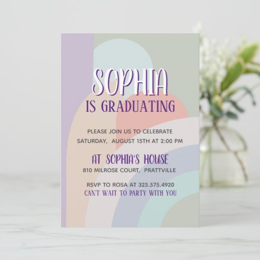 Boho Pastel Rainbow Afstuderen Kaart (Staand voorkant)