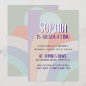 Boho Pastel Rainbow Afstuderen Kaart (Voorkant / Achterkant)