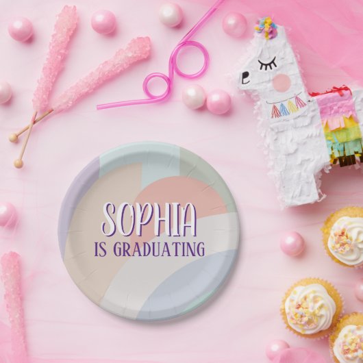 Boho Pastel Rainbow Afstuderen Papieren Bordje (Feest)