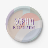 Boho Pastel Rainbow Afstuderen Papieren Bordje (Voorkant)