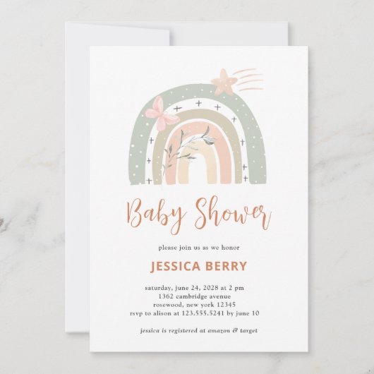 Boho Pastel Rainbow Baby shower Kaart (Voorkant)