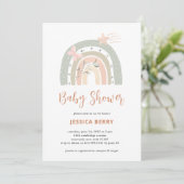 Boho Pastel Rainbow Baby shower Kaart (Staand voorkant)