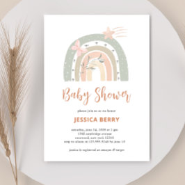 Boho Pastel Rainbow Baby shower Kaart