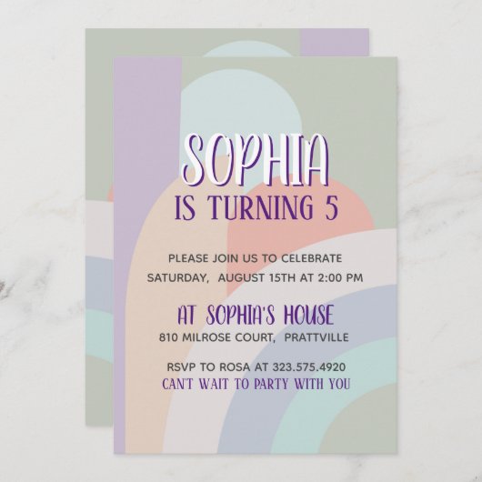 Boho Pastel Rainbow Birthday Kaart (Voorkant / Achterkant)