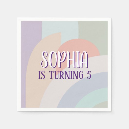Boho Pastel Rainbow Birthday Servet (Voorkant)