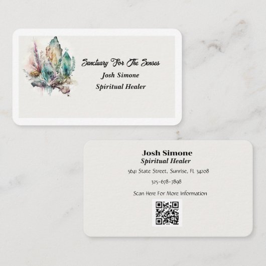 Boho Pastel Rainbow Crystal Visitekaartje (Voorkant / Achterkant)