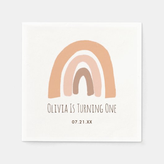 Boho Pastel Rainbow First Birthday Napkins Servet (Voorkant)