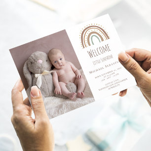 Boho Pastel Rainbow Foto Sunshine Birth Aankondiging