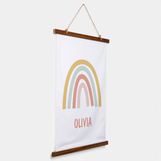 Boho Pastel Rainbow gepersonaliseerd Hangend Wandkleed (Gebogen)
