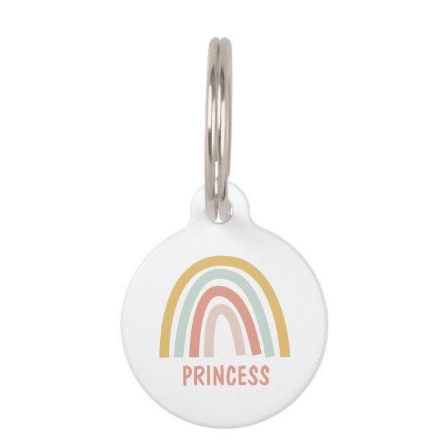 Boho Pastel Rainbow gepersonaliseerd Huisdierpenning (Voorkant)