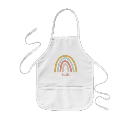 Boho Pastel Rainbow gepersonaliseerd Kinder Schort (Voorkant)