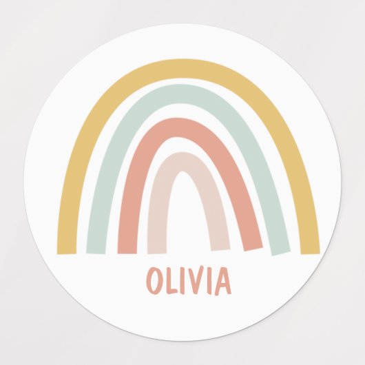 Boho Pastel Rainbow gepersonaliseerd Labels (Design 2)